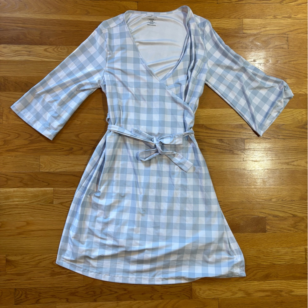 Caden Lane Maternity Robe - Blue Gingham - OS